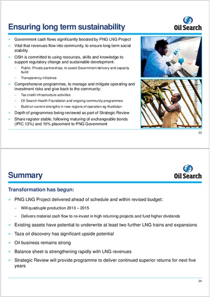 UBS UK ROADSHOW – Oil Search Limited – slide 12