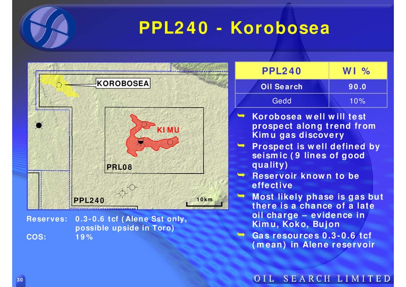 GOOD OIL CONFERENCE – Oil Search Limited – slide 30