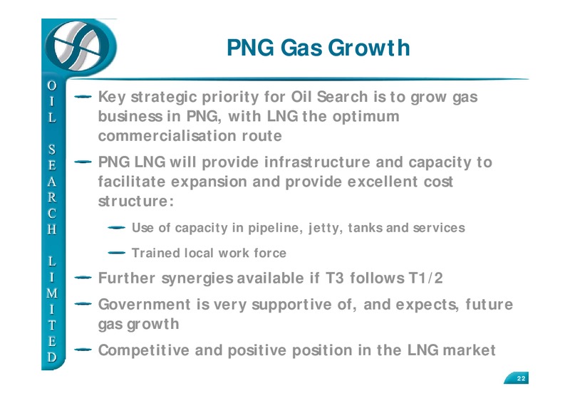 CLAS INVESTORS FORUM – Oil Search Limited – slide 22