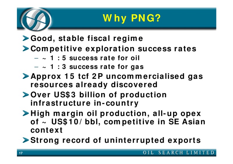 INVESTOR PRESENTATION – Oil Search Limited – slide 17