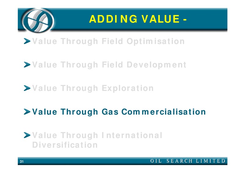 INVESTOR PRESENTATION – Oil Search Limited – slide 31