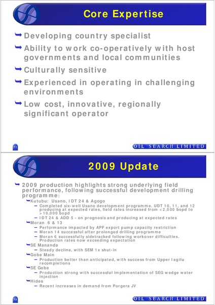 INVESTOR FIELD TRIP – Oil Search Limited – slide 36