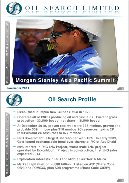 MORGAN STANLEY ASIA PACIFIC SUMMIT – Oil Search Limited – slide 1