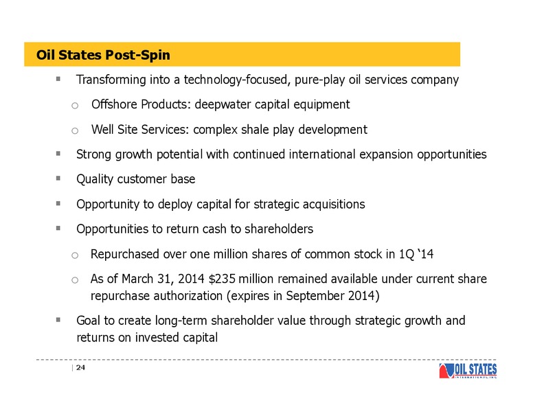 INVESTOR CONFERENCE – Oil States International Inc. – slide 23