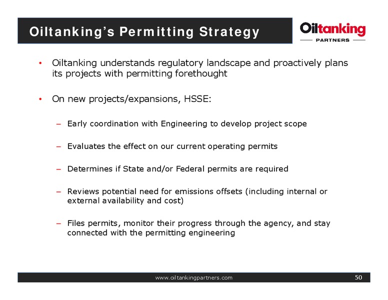 Oiltanking Partners Inaugural Analyst Day – Oiltanking Partners Lp – slide 49