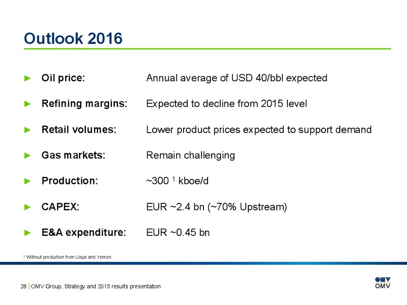2015 Results Presentation – OMV – slide 27