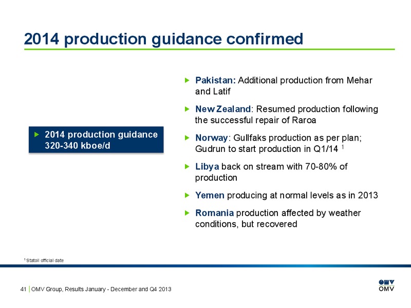 January December and Q4 2013 – OMV – slide 41