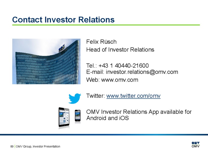 INVESTOR PRESENTATION – OMV – slide 88