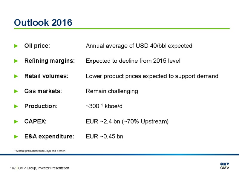 February 2016 Investor Presentation – OMV – slide 100