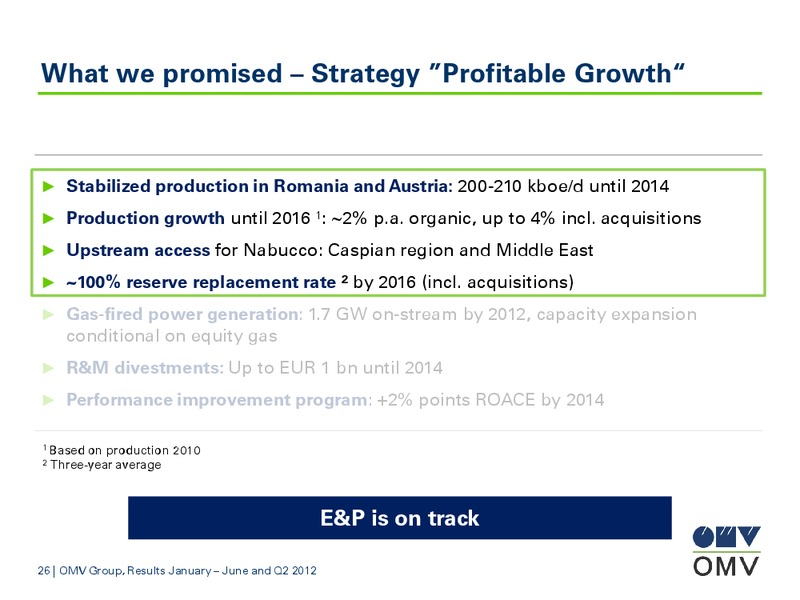 January June and Q2 2012 Results – OMV – slide 26
