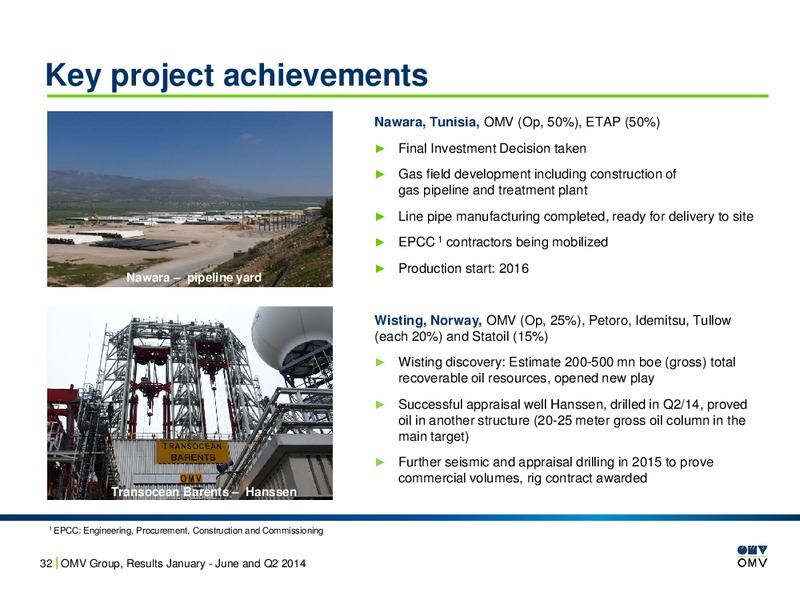 January June and Q2 2014 Results – OMV – slide 32