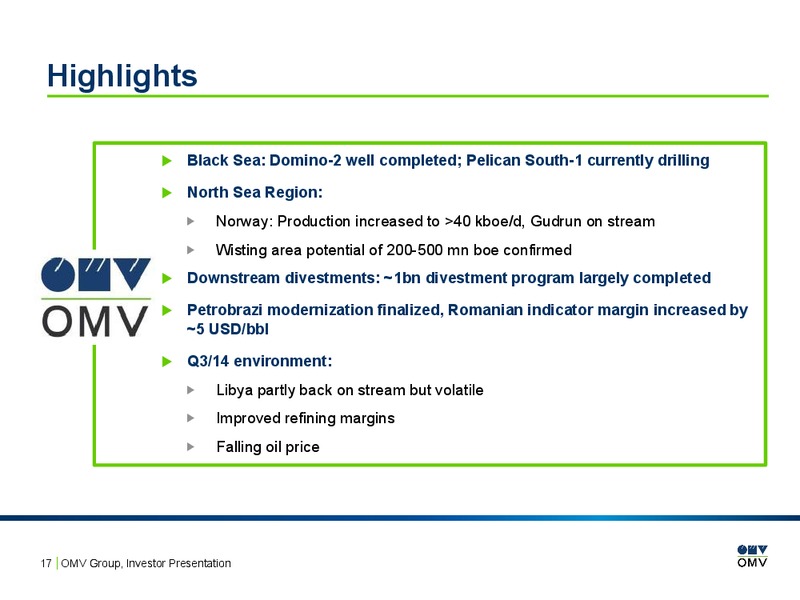 INVESTOR PRESENTATION – OMV – slide 16