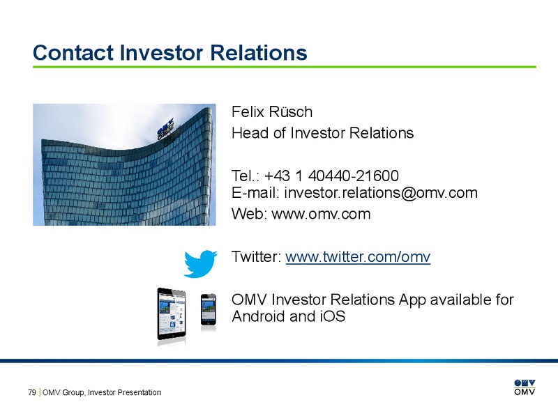INVESTOR PRESENTATION – OMV – slide 78