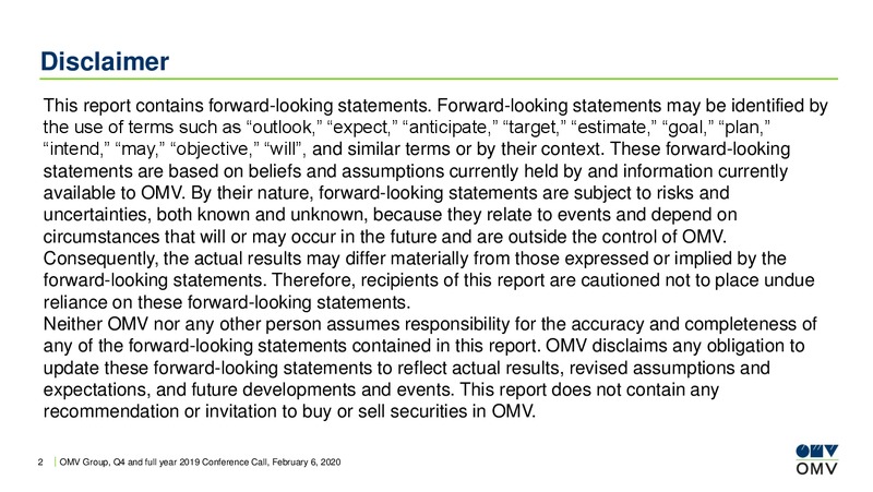 Q4 and full year 2019 Results Conference Call – OMV Group – slide 2