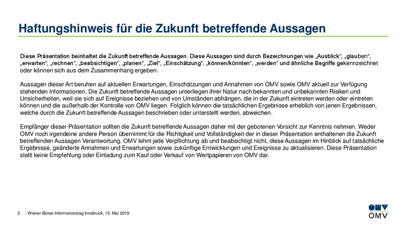 Wiener Borse Informationstag Innsbruck – OMV Group – slide 2
