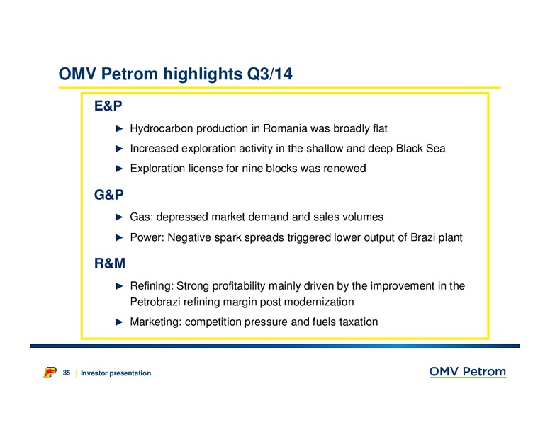 Investor Presentation – OMV – slide 35