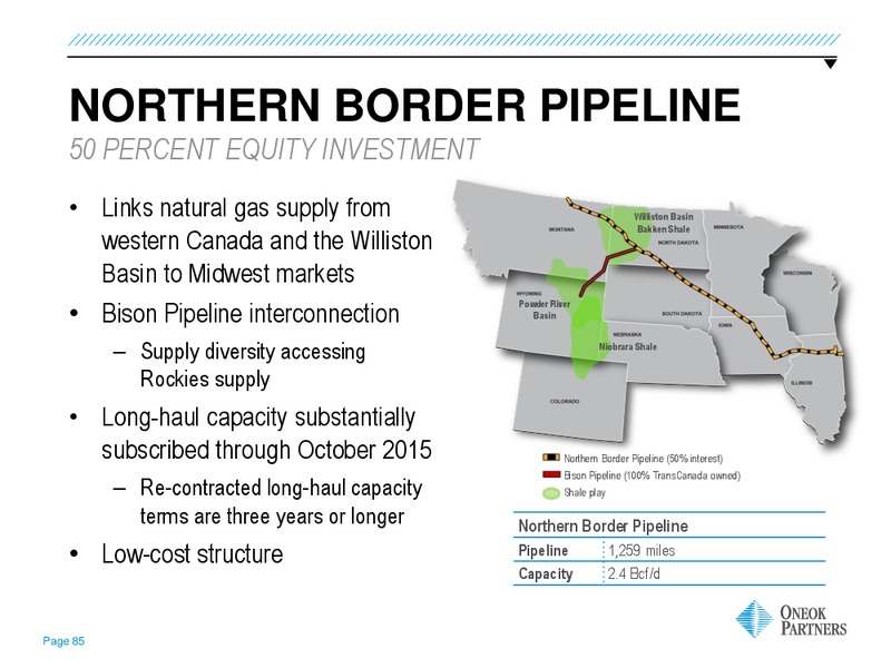 GOLDMAN SACHS GLOBAL ENERGY CONFERENCE – Oneok Inc. – slide 84