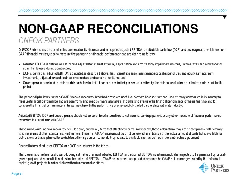 GOLDMAN SACHS GLOBAL ENERGY CONFERENCE – Oneok Inc. – slide 90