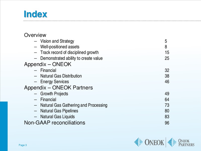 GOLDMAN SACHS GLOBAL ENERGY CONFERENCE – Oneok Inc. – slide 2