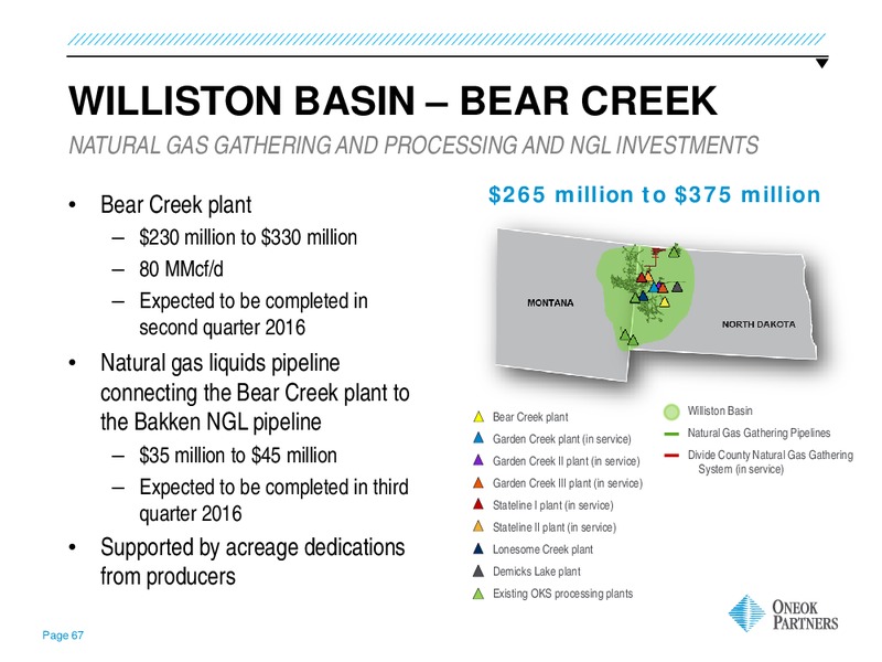 UBS MLP ONE ON ONE CONFERENCE – Oneok Inc. – slide 66