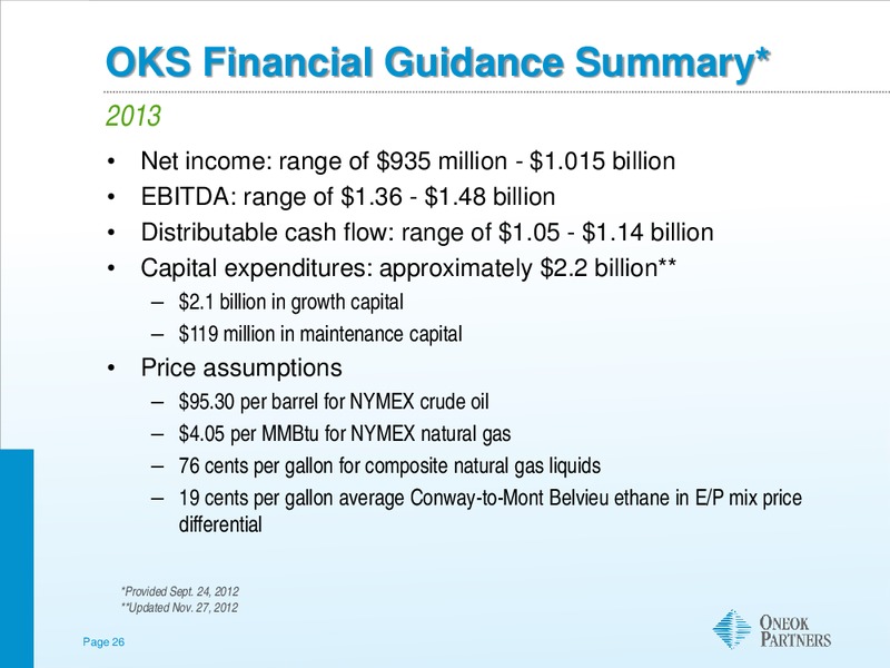 UBS MLP ONE ON ONE CONFERENCE – Oneok Inc. – slide 25