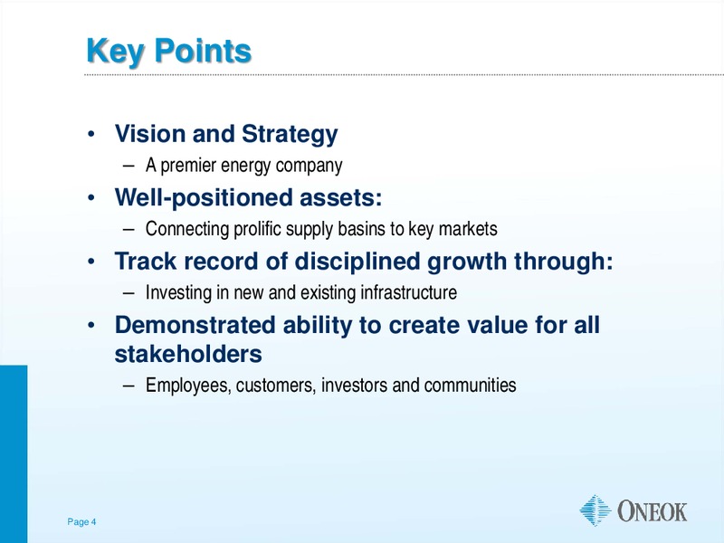 UBS NATURAL GAS ELECTRIC POWER AND MLP CONFERENCE – Oneok Inc. – slide 3