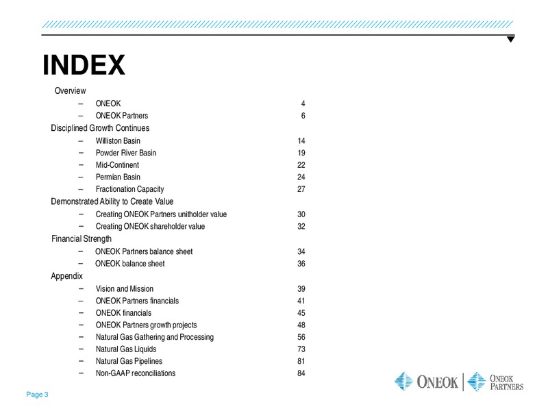 INVESTOR UPDATE – Oneok Inc. – slide 2