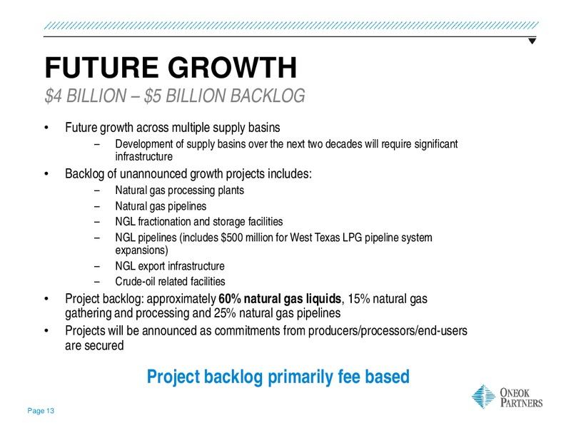 INVESTOR UPDATE – Oneok Inc. – slide 12