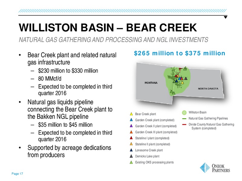 INVESTOR UPDATE – Oneok Inc. – slide 16