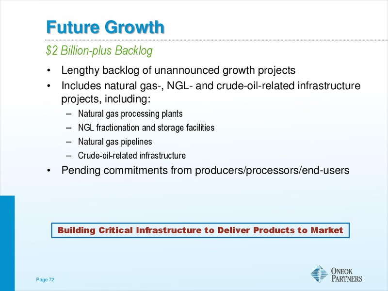 AMERICAN GAS ASSOCIATION FINANCIAL FORUM – Oneok Inc. – slide 71
