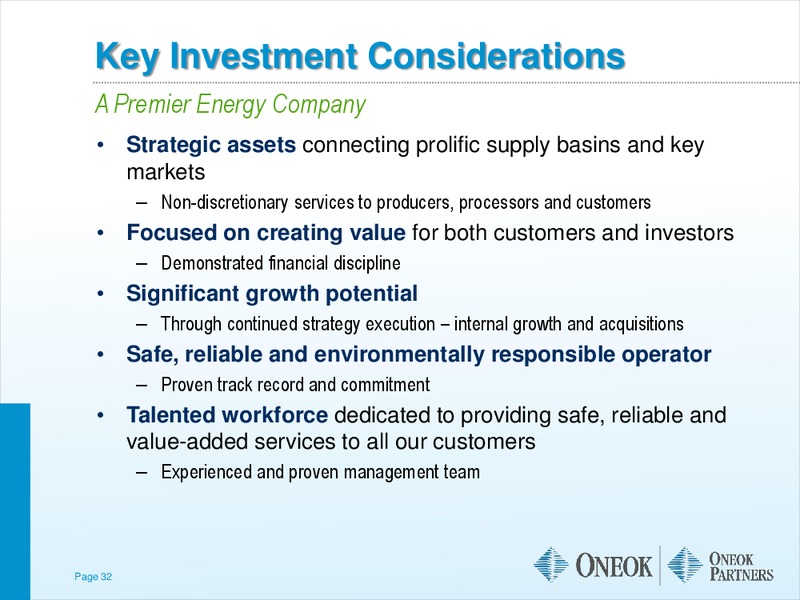 THE AGA FINANCIAL FORUM MAY – Oneok Inc. – slide 31