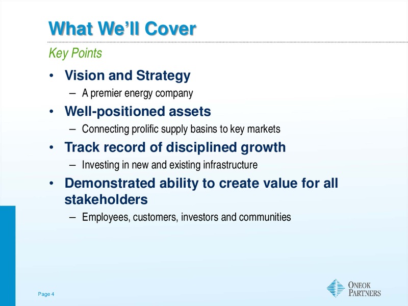 CITI 2012 POWER AND GAS CONFERENCE – Oneok Inc. – slide 3