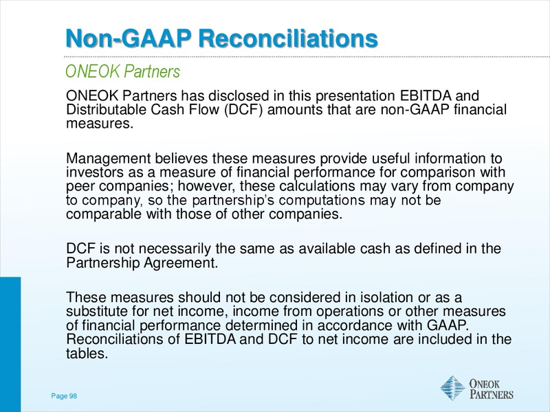 NATIONAL TRADED PARTNERSHIPS INVESTOR CONFERENCE – Oneok Inc. – slide 97