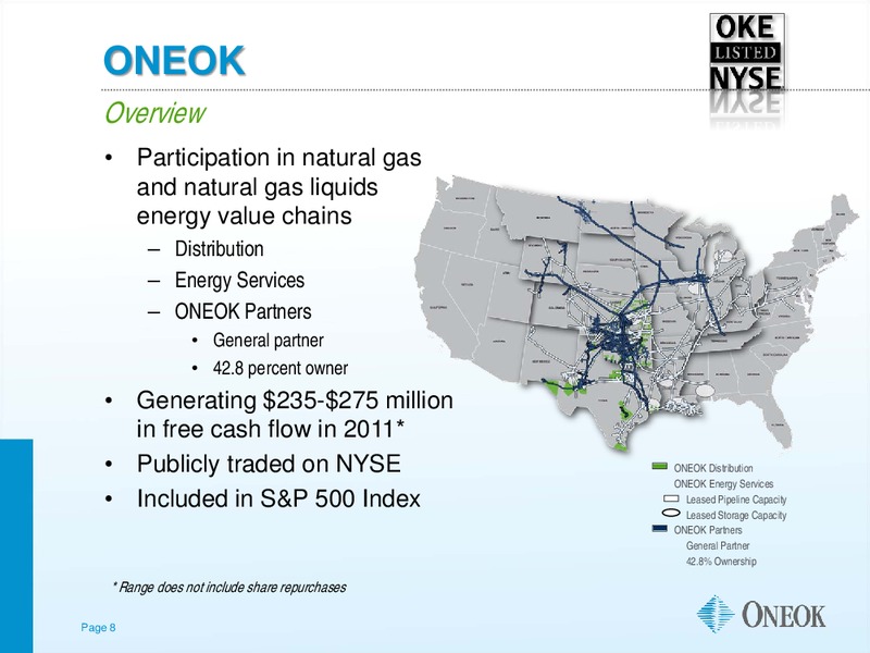 CITI POWER AND GAS CONFERENCE – Oneok Inc. – slide 7