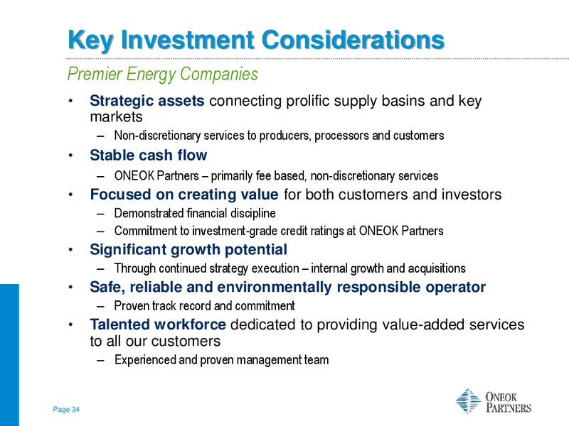 WELLS FARGO KICK THE TIRES HOUSTON – Oneok Inc. – slide 33
