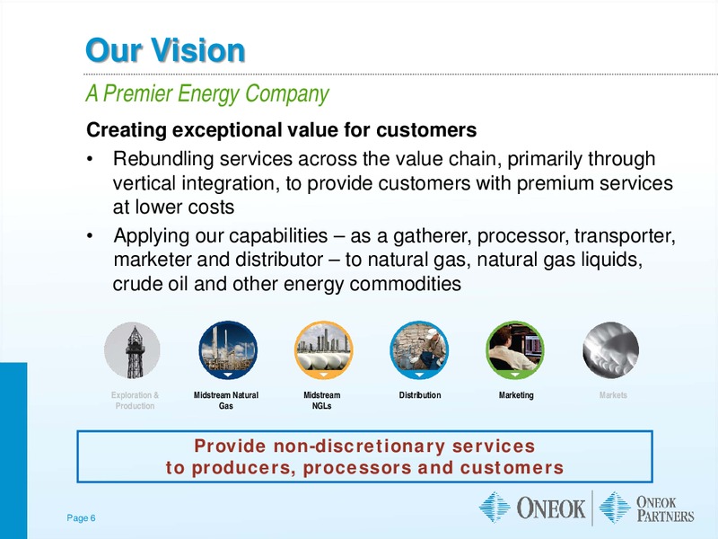TUOHY BROTHERS ANNUAL ENERGY CONFERENCE – Oneok Inc. – slide 5
