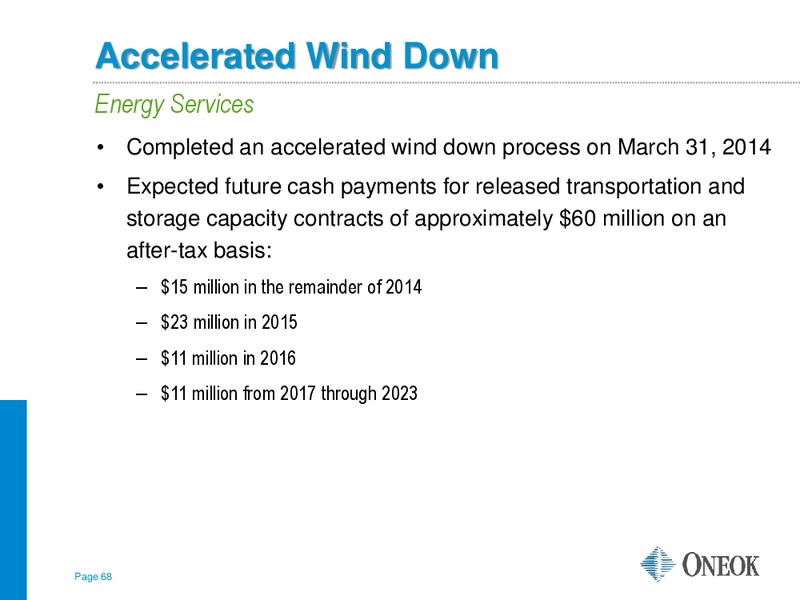 TUOHY BROTHERS 5TH ANNUAL  ALL IN ONE  ENERGY CONFERENCE – Oneok Inc. – slide 67