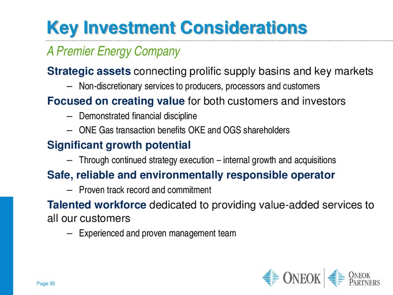 BARCLAYS CAPITAL CEO ENERGY POWER CONFERENCE – Oneok Inc. – slide 34
