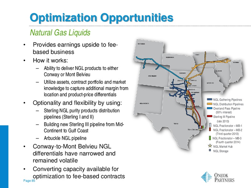 INVESTOR UPDATE – Oneok Partners, L.P. – slide 84