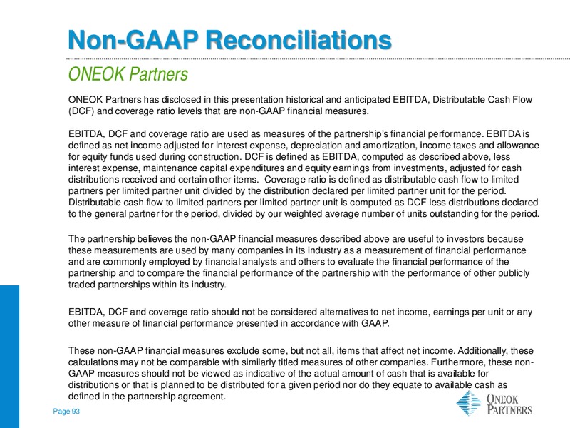 INVESTOR UPDATE – Oneok Partners, L.P. – slide 92