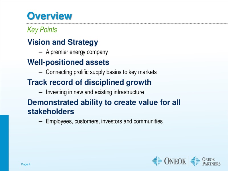 Morgan Stanley Midstream MLP and Diversified Natural Gas Corporate Access Day – Oneok Inc. – slide 3