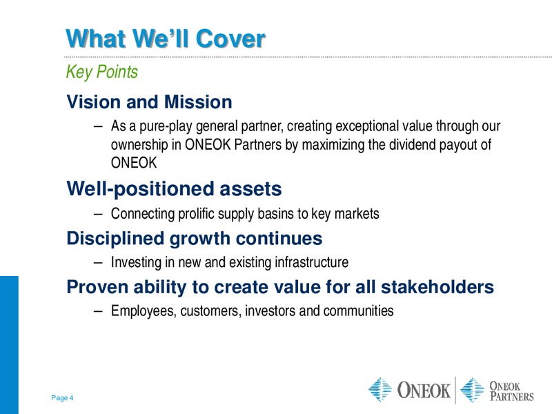 Morgan Stanley MLP Corporate Access – Oneok Inc. – slide 3