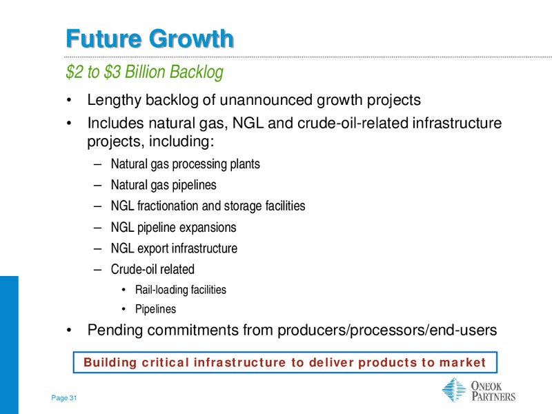 Morgan Stanley MLP Corporate Access – Oneok Inc. – slide 30