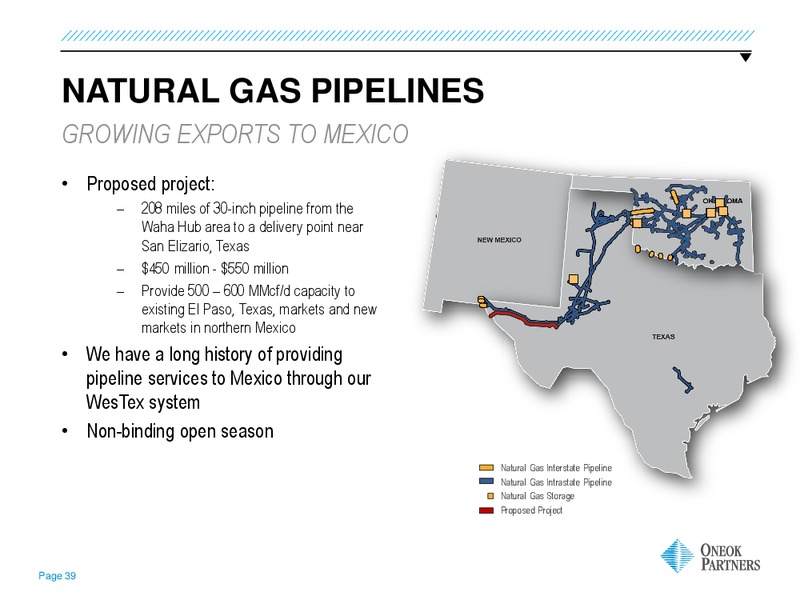 GOLDMAN SACHS GLOBAL ENERGY CONFERENCE – Oneok Partners, L.P. – slide 38