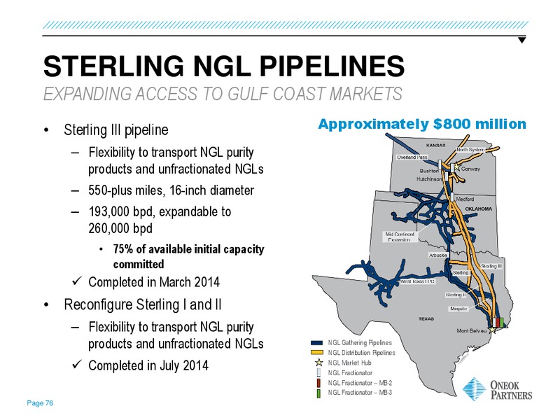 GOLDMAN SACHS GLOBAL ENERGY CONFERENCE – Oneok Partners, L.P. – slide 75