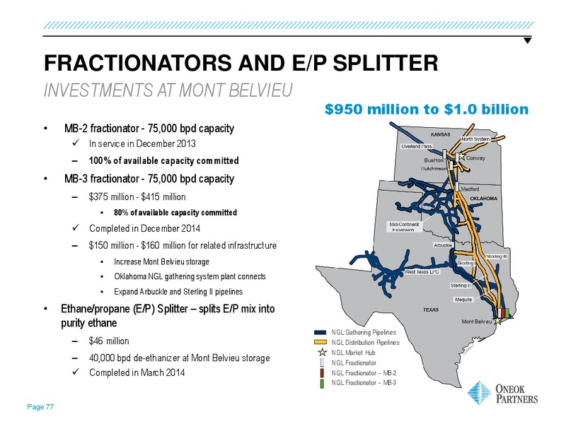 GOLDMAN SACHS GLOBAL ENERGY CONFERENCE – Oneok Partners, L.P. – slide 76