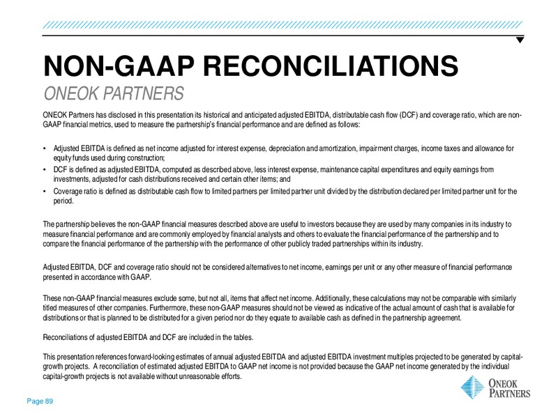 INVESTOR UPDATE – Oneok Partners, L.P. – slide 88