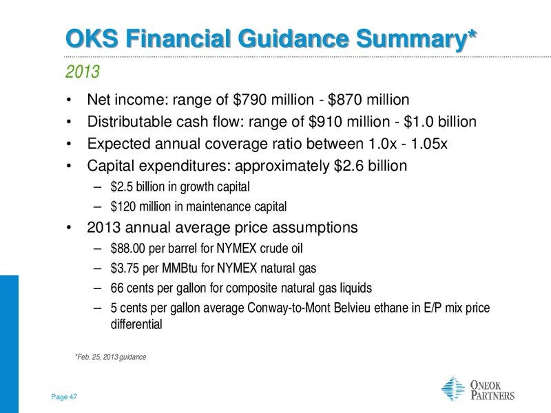 AMERICAN GAS ASSOCIATION FINANCIAL FORUM – Oneok Partners, L.P. – slide 46