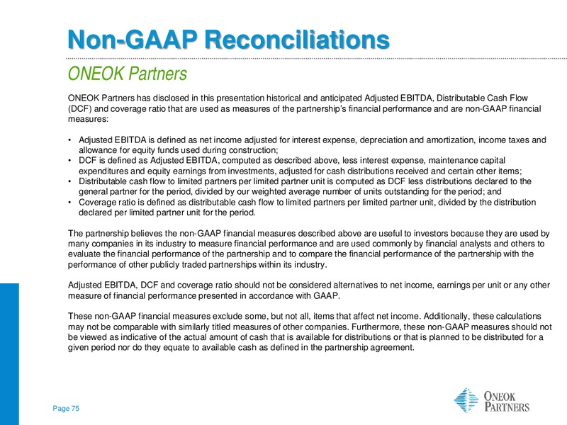 JP Morgan Energy Infrastructure – Oneok Partners, L.P. – slide 74