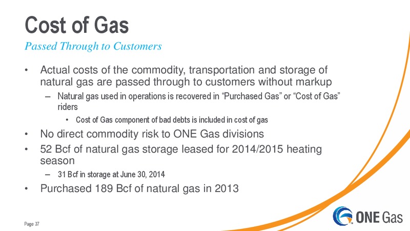 Investor Update – One Gas, Inc. – slide 36
